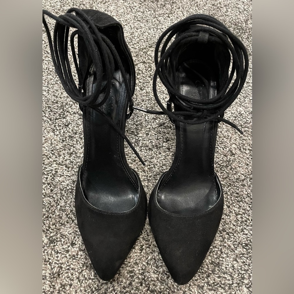 Charlotte Russe Carla D'Orsay Lace Up Stiletto Heels Suede